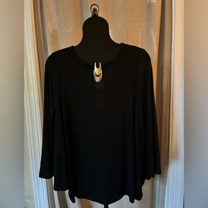 Travelers by Chico’s black tunic with gold embellishments, size 1